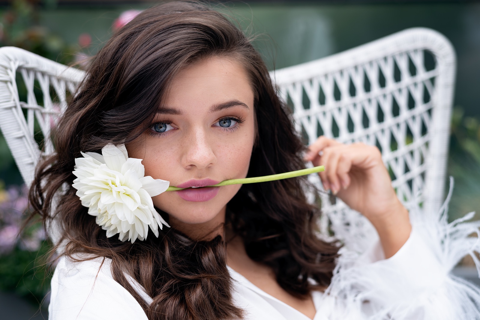 Fashion portrait with a flower
